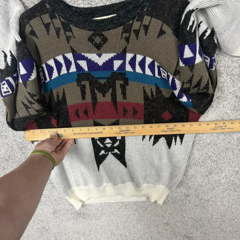 Vintage 80s 90s St Johns Bay Sweater L Aztec Tribal Western Gothic Grandpacore